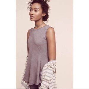 Eri + Ali Anthropologie Evie cotton Sleeveless Swing Blouse Top grey S